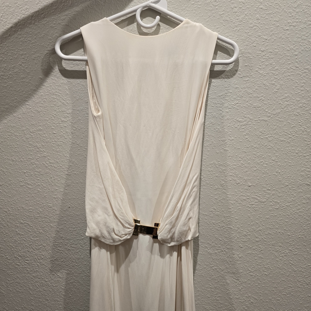 Raoul Cream Ruched Sleeveless Gown